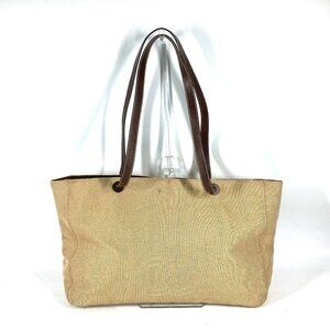 CHANEL vintage CC CC Mark logo Tote Bag Shoulder Bag hemp / Leather Beige